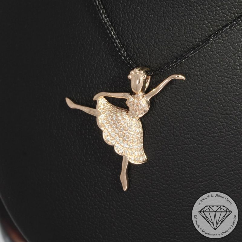 Wert 1050 € Brillant Anhänger Ballerina (0,12 carat) in 585er 14 K Roségold - H1706