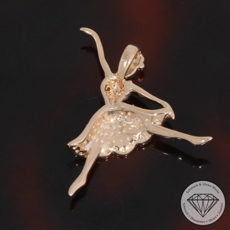 Wert 1050 € Brillant Anhänger Ballerina (0,12 carat) in 585er 14 K Roségold - H1706