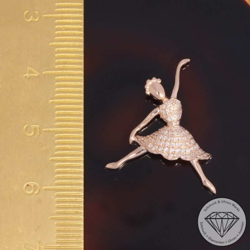 Wert 1050 € Brillant Anhänger Ballerina (0,12 carat) in 585er 14 K Roségold - H1706