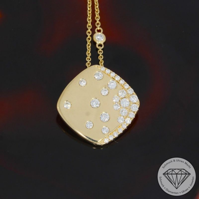 Sale! Wert 2790 € Brillant Anhänger & Kette (0,49 carat) in 585er 14 K Gelbgold - 92942