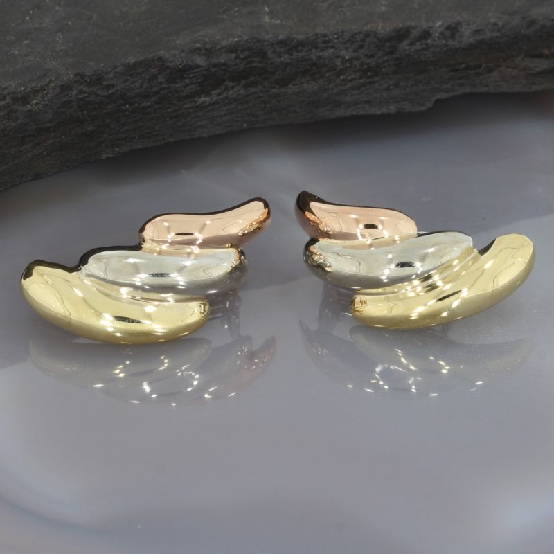 Wert 2400 € Tricolor Ohrringe in 750er 18 K Gold - 93078