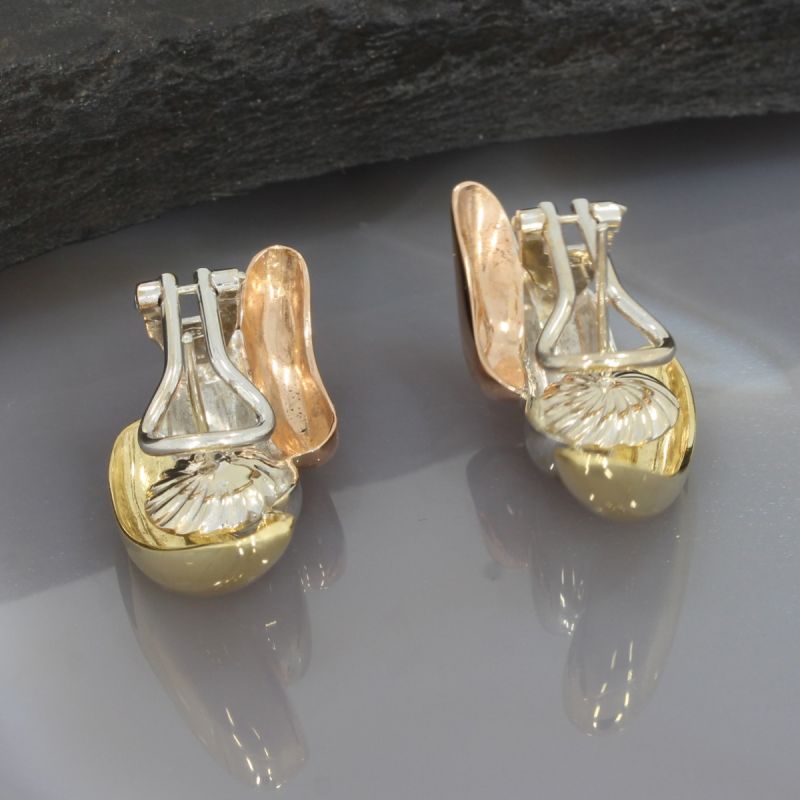 Wert 2400 € Tricolor Ohrringe in 750er 18 K Gold - 93078
