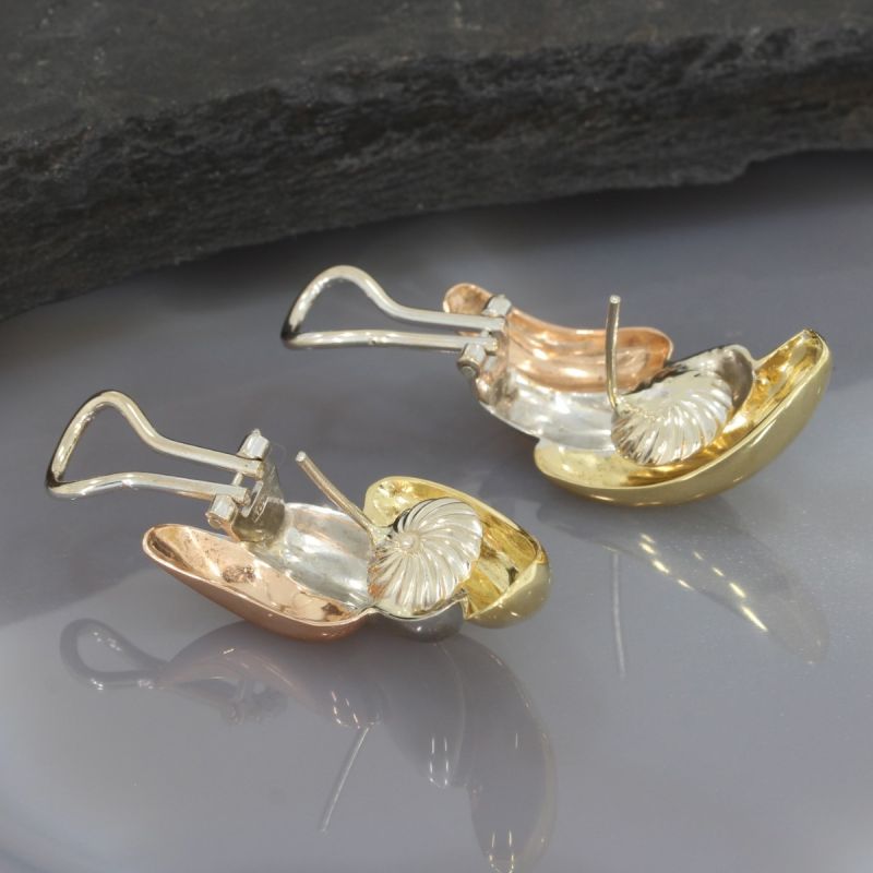 Wert 2400 € Tricolor Ohrringe in 750er 18 K Gold - 93078