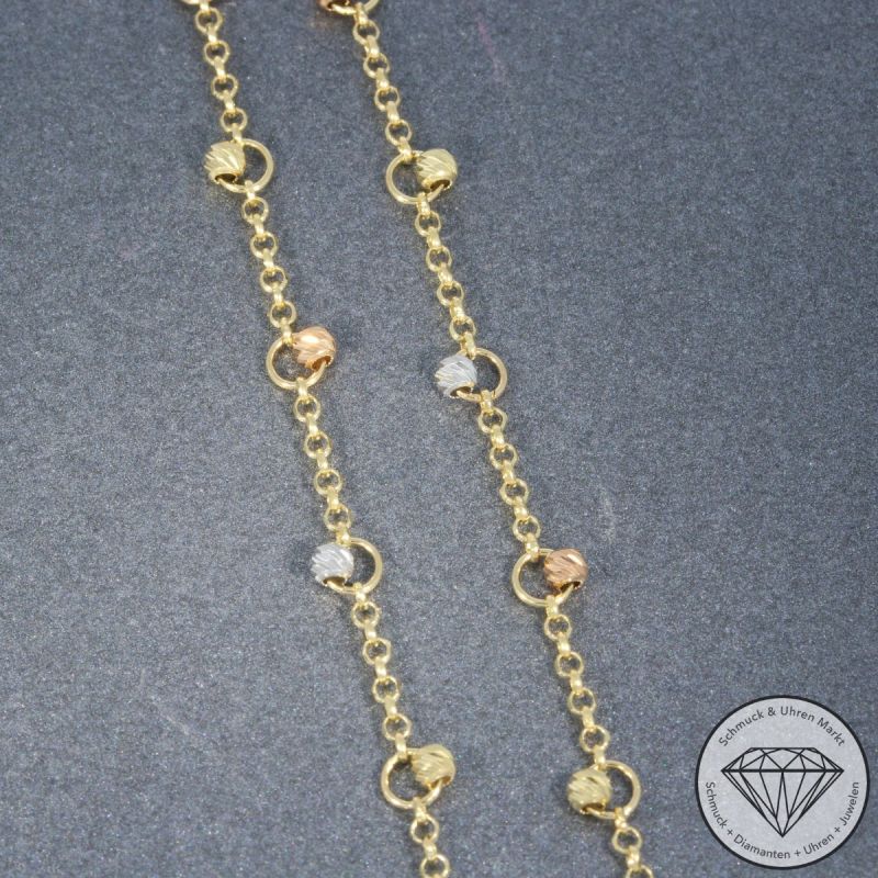 Wert 1350 € Tricolor Kugel Collier in 585er 14 K Gold - 93105
