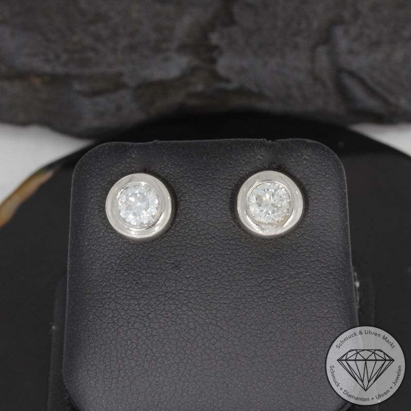 Wert 5850 € Bicolor Solitär Brillant Ohrringe (ca. 1,00 carat) in 750er 18 K Gold - 93283
