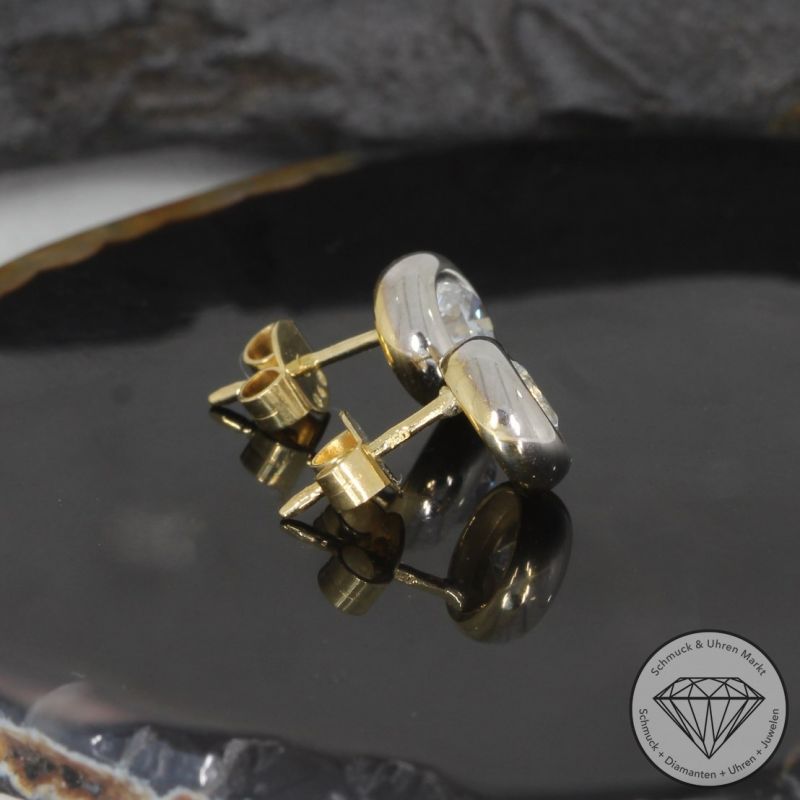 Wert 5850 € Bicolor Solitär Brillant Ohrringe (ca. 1,00 carat) in 750er 18 K Gold - 93283