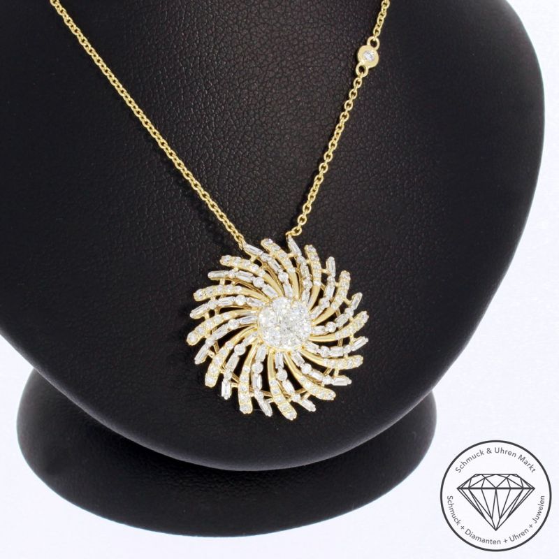 Wert 4720 € Brillant Diamant Collier in 585er 14 K Gelbgold - H1728