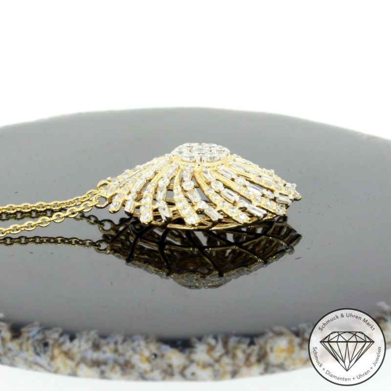 Wert 4720 € Brillant Diamant Collier in 585er 14 K Gelbgold - H1728
