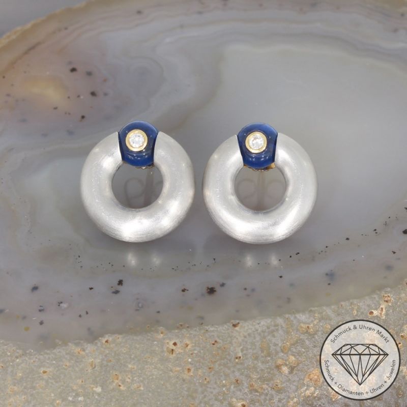 Wert 2670 € Bunz Brillant Spinell Ohrringe in 750er 18 K Gelbgold & 950er Platin - 93480