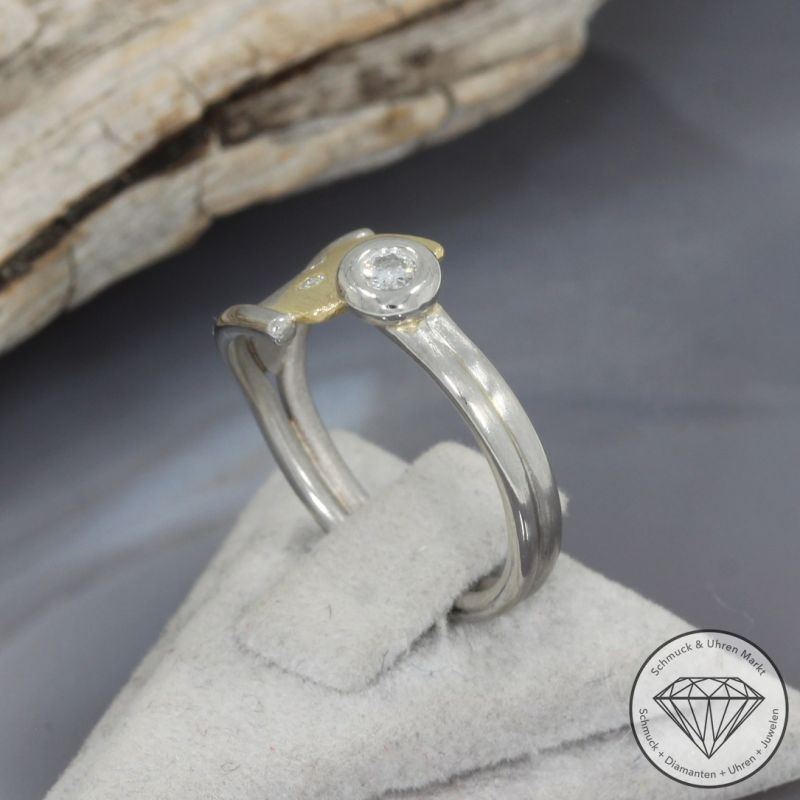 Wert 1290 € Brillant Ring in 950er Platin & 750er 18 K Gold - 93485