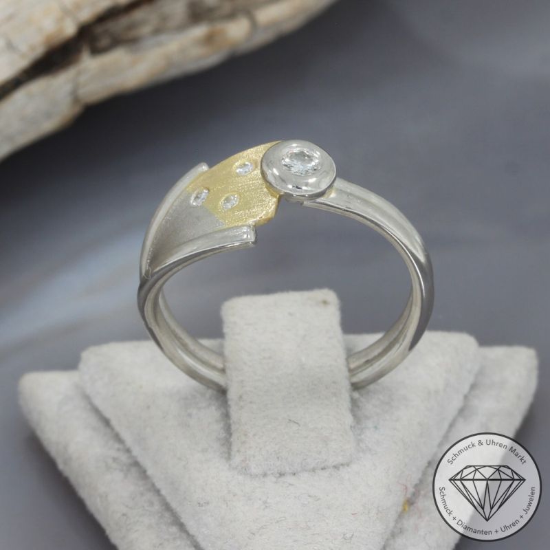 Wert 1290 € Brillant Ring in 950er Platin & 750er 18 K Gold - 93485