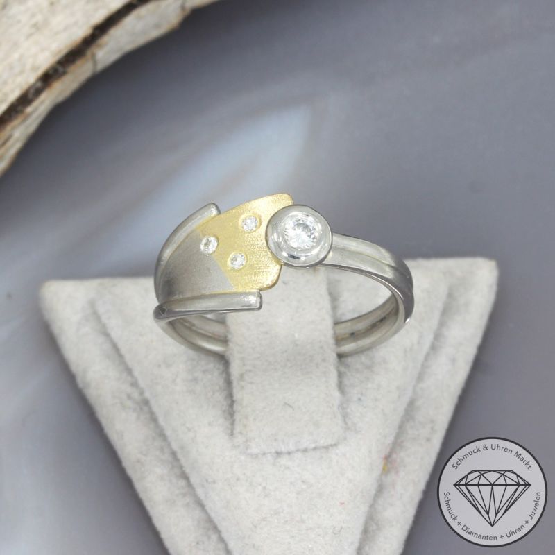 Wert 1290 € Brillant Ring in 950er Platin & 750er 18 K Gold - 93485