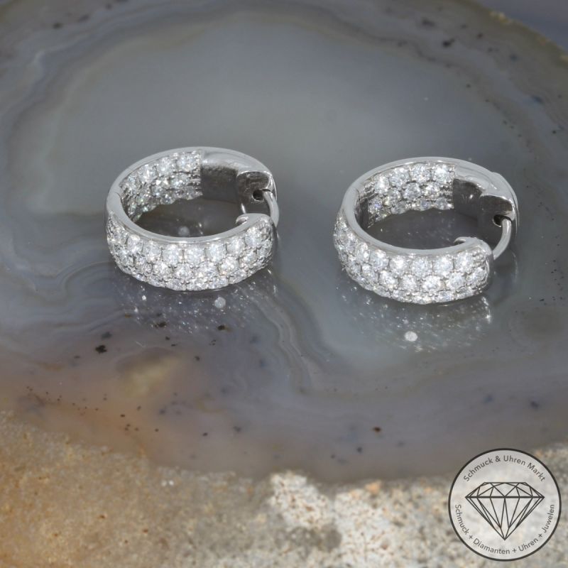Wert 5890 € Brillant Creolen (1,34 carat) in 585er 14 K Weißgold - 93560