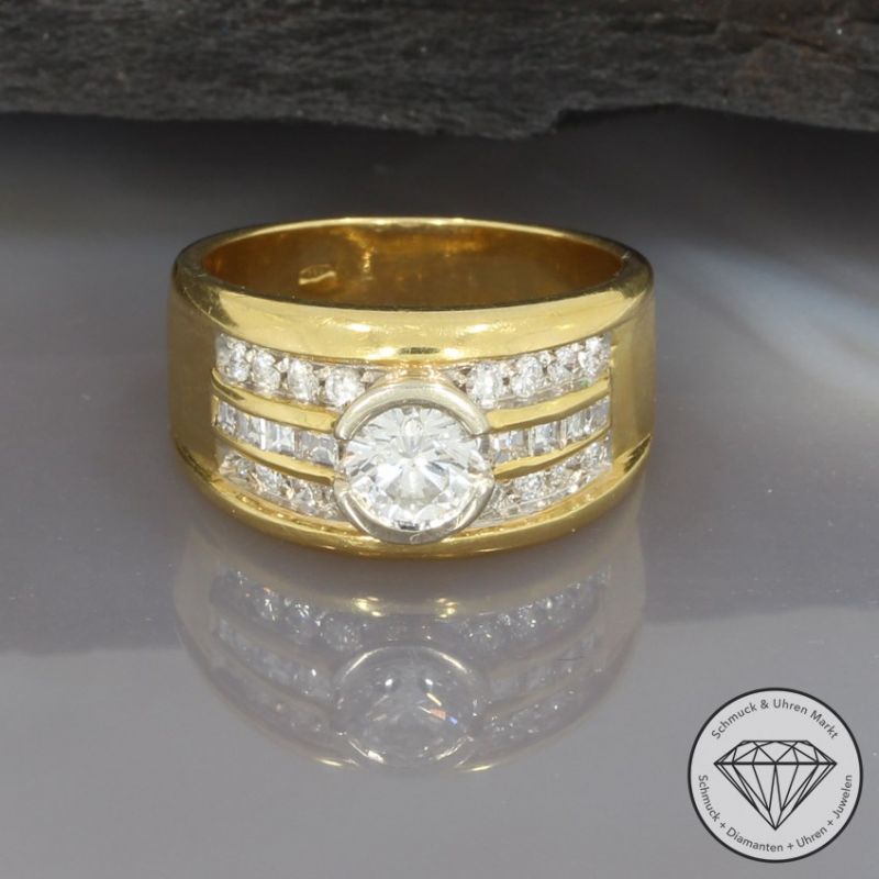 Wert 7350 € Bicolor Brillant Diamant Ring (ca. 0,96 carat) in 750er 18 K Gold - 93826