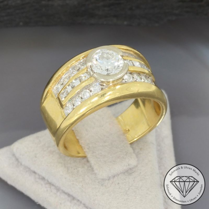 Wert 7350 € Bicolor Brillant Diamant Ring (ca. 0,96 carat) in 750er 18 K Gold - 93826