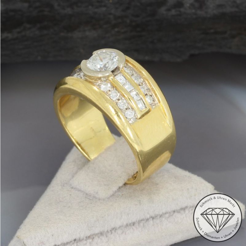Wert 7350 € Bicolor Brillant Diamant Ring (ca. 0,96 carat) in 750er 18 K Gold - 93826