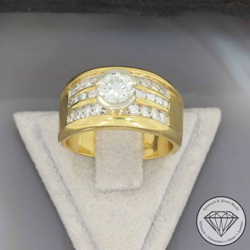 Wert 7350 € Bicolor Brillant Diamant Ring (ca. 0,96 carat) in 750er 18 K Gold - 93826