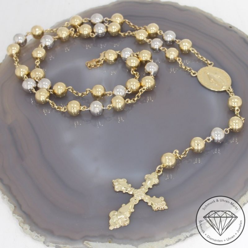 Wert 4900 € Bicolor Rosenkranz Kette in 585er 14 K Gold - 93872