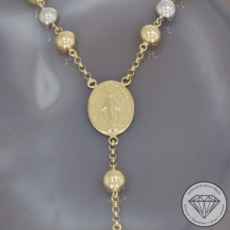 Wert 4900 € Bicolor Rosenkranz Kette in 585er 14 K Gold - 93872