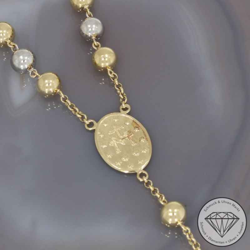 Wert 4900 € Bicolor Rosenkranz Kette in 585er 14 K Gold - 93872