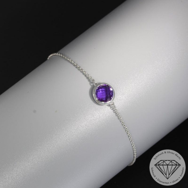 Wert 690 € Amethyst Armband (1,32 carat) in 585er 14 K Weißgold - H137