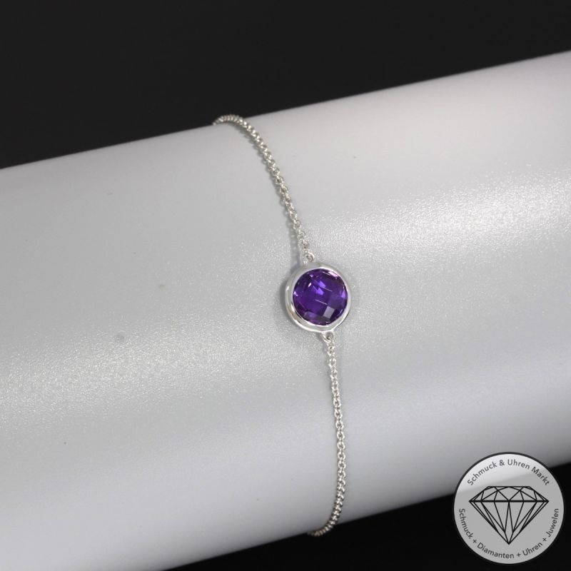 Wert 690 € Amethyst Armband (1,32 carat) in 585er 14 K Weißgold - H137