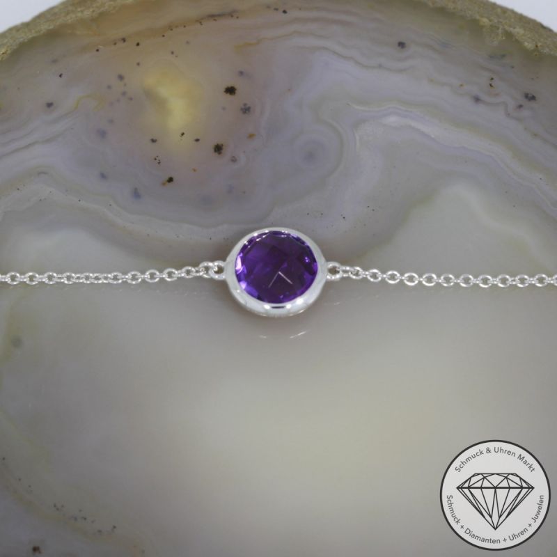 Wert 690 € Amethyst Armband (1,32 carat) in 585er 14 K Weißgold - H137