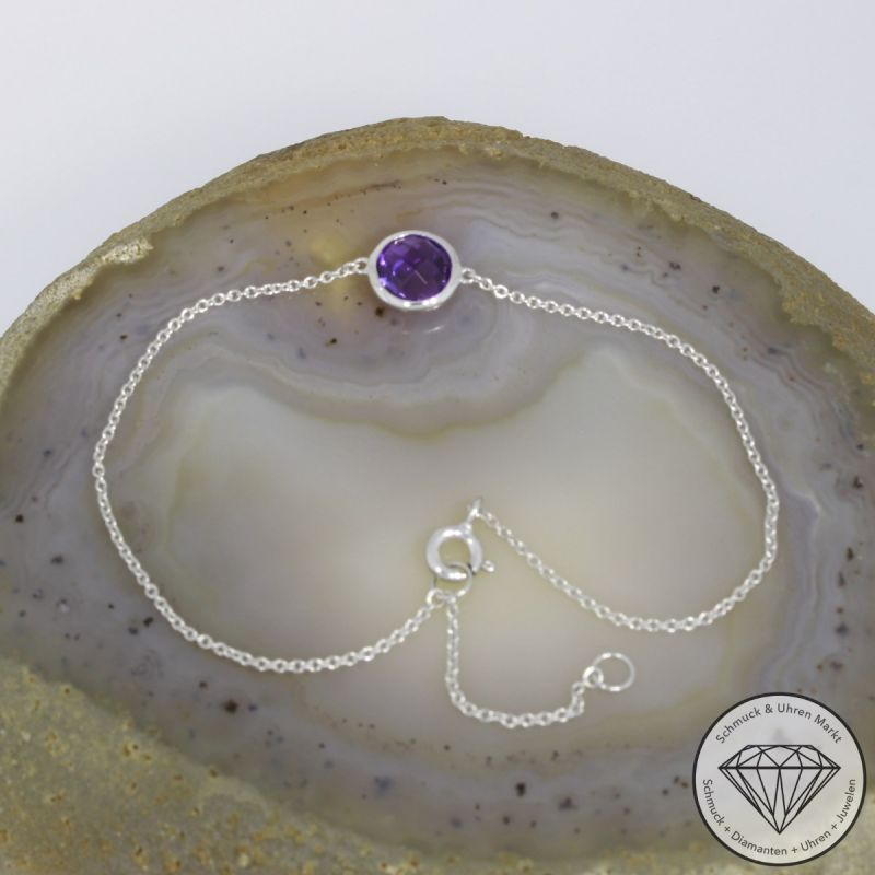 Wert 690 € Amethyst Armband (1,32 carat) in 585er 14 K Weißgold - H137