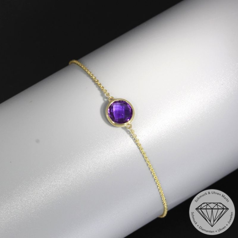 Wert 690 € Amethyst Armband (1,13 carat) in 585er 14 K Gelbgold - H938