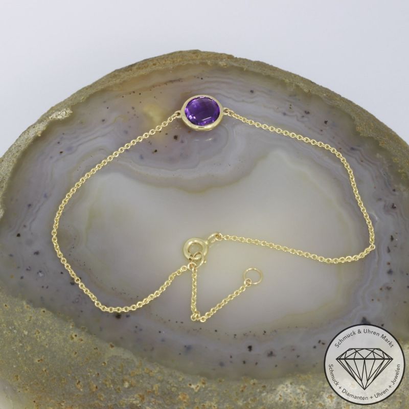 Wert 690 € Amethyst Armband (1,13 carat) in 585er 14 K Gelbgold - H938