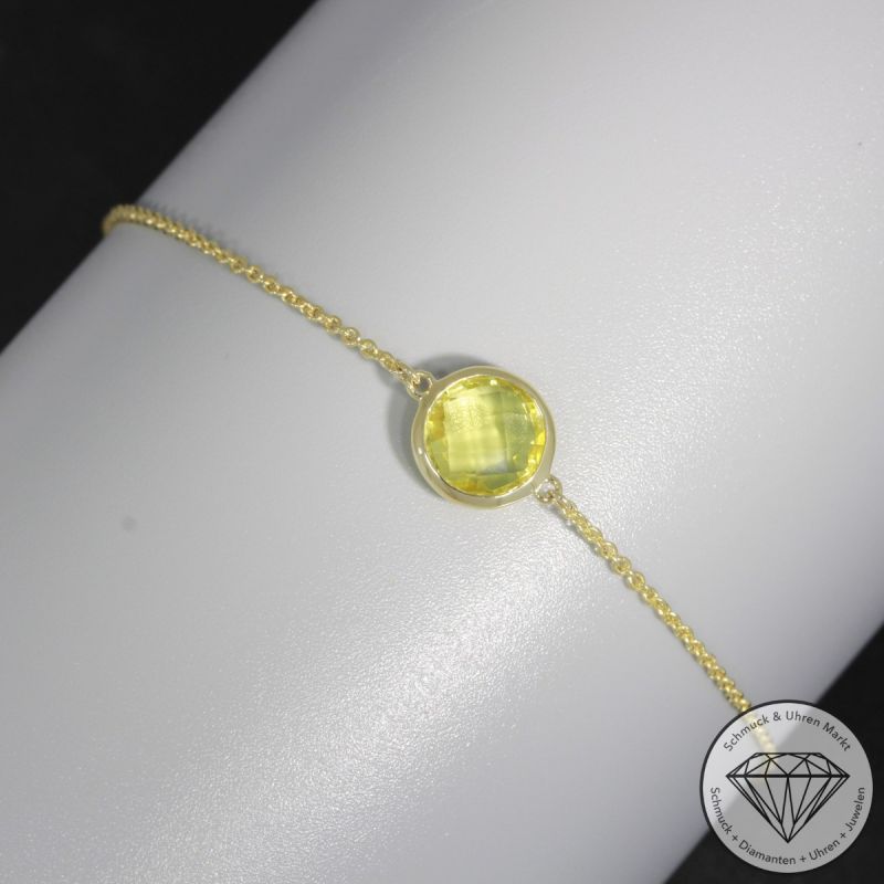 Wert 690 € Lemonquarz Armband (1,26 carat) in 585er 14 K Gelbgold - H939