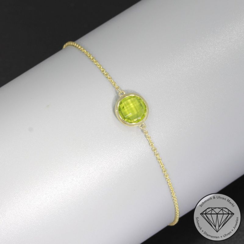 Wert 690 € Peridot Armband (1,54 carat) in 585er 14 K Gelbgold - H552