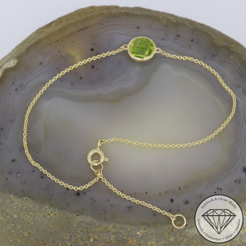 Wert 690 € Peridot Armband (1,54 carat) in 585er 14 K Gelbgold - H552