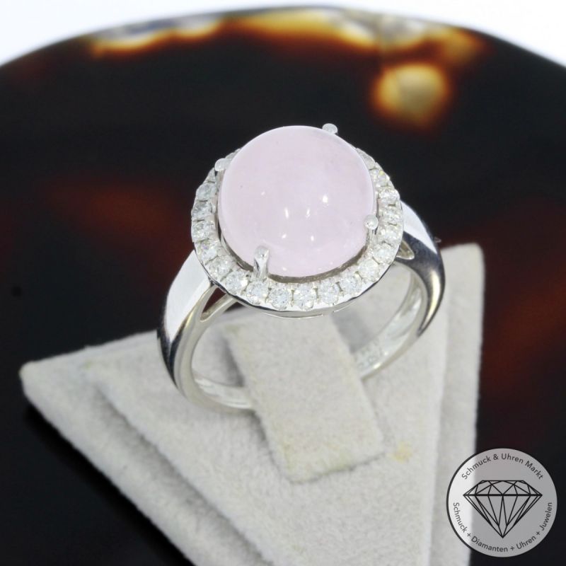 Sale! Wert 2490 € Brillant Rosenquarz Ring in 750er 18 K Weißgold - 94080