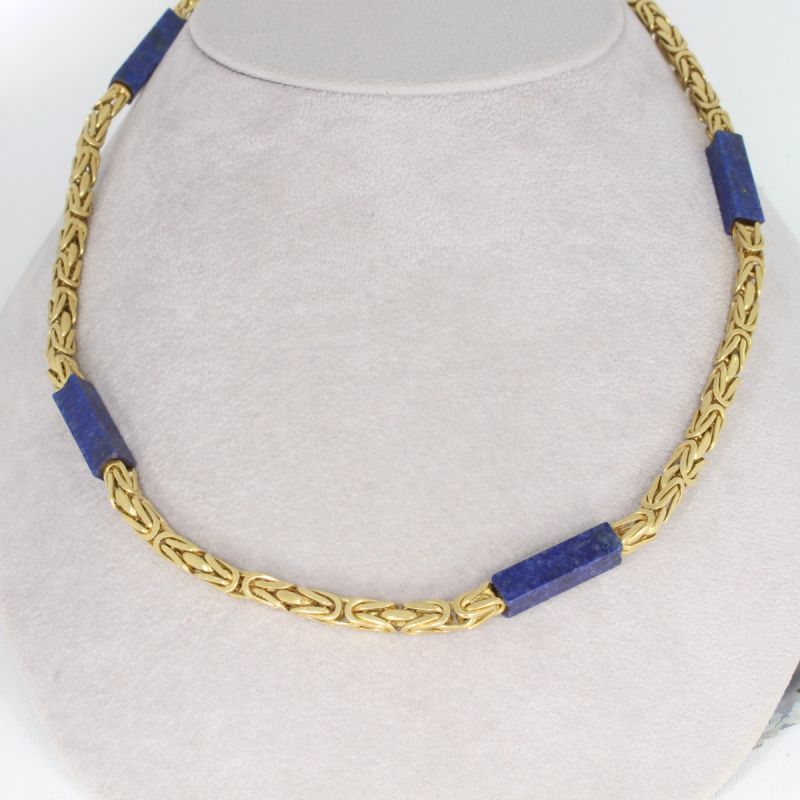 Wert 19200 € Lapislazuli Königs Kette (endlos) in 750er 18 K Gelbgold - 94120