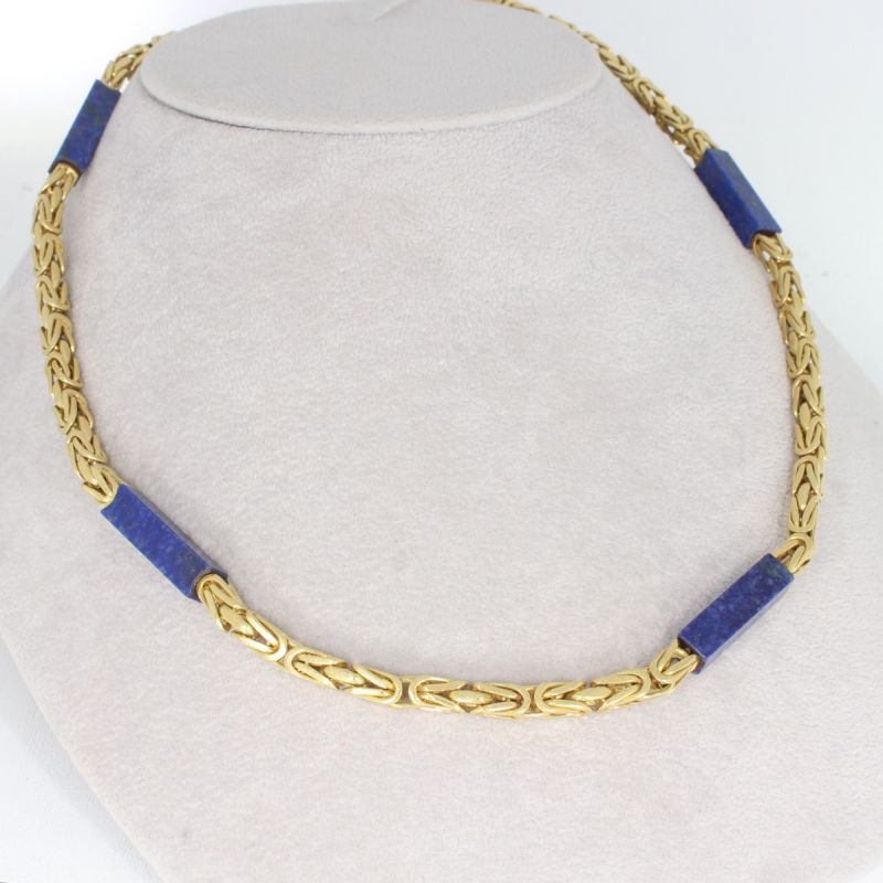 Wert 19200 € Lapislazuli Königs Kette (endlos) in 750er 18 K Gelbgold - 94120