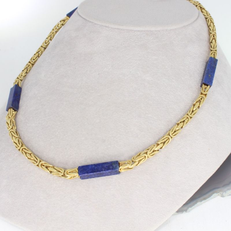 Wert 19200 € Lapislazuli Königs Kette (endlos) in 750er 18 K Gelbgold - 94120