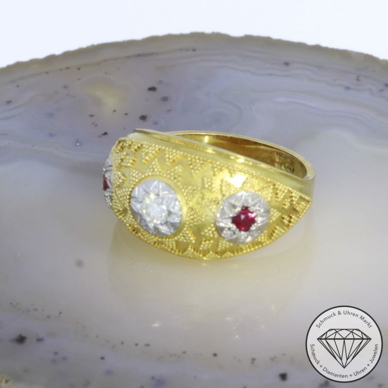 Wert 950€ Brillant Rubin Ring in 585er 14 K Gelbgold - 94196