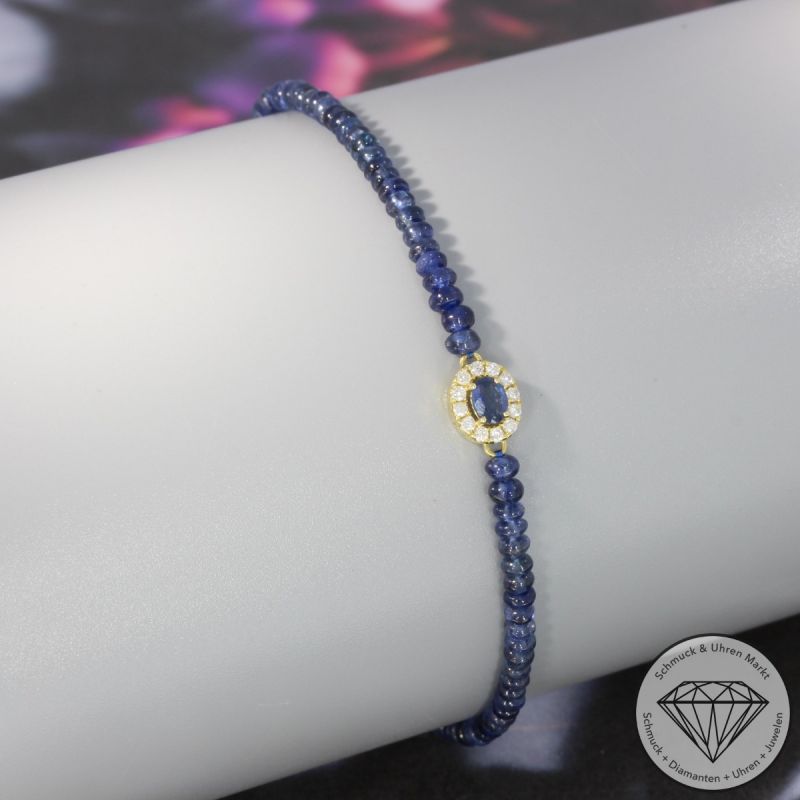 Wert 1030 € Brillant Saphir Armband in 750er 18 K Gelbgold - H672