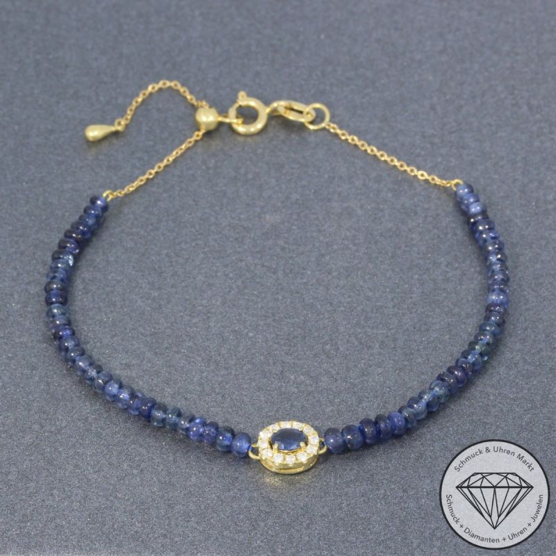 Wert 1030 € Brillant Saphir Armband in 750er 18 K Gelbgold - H672