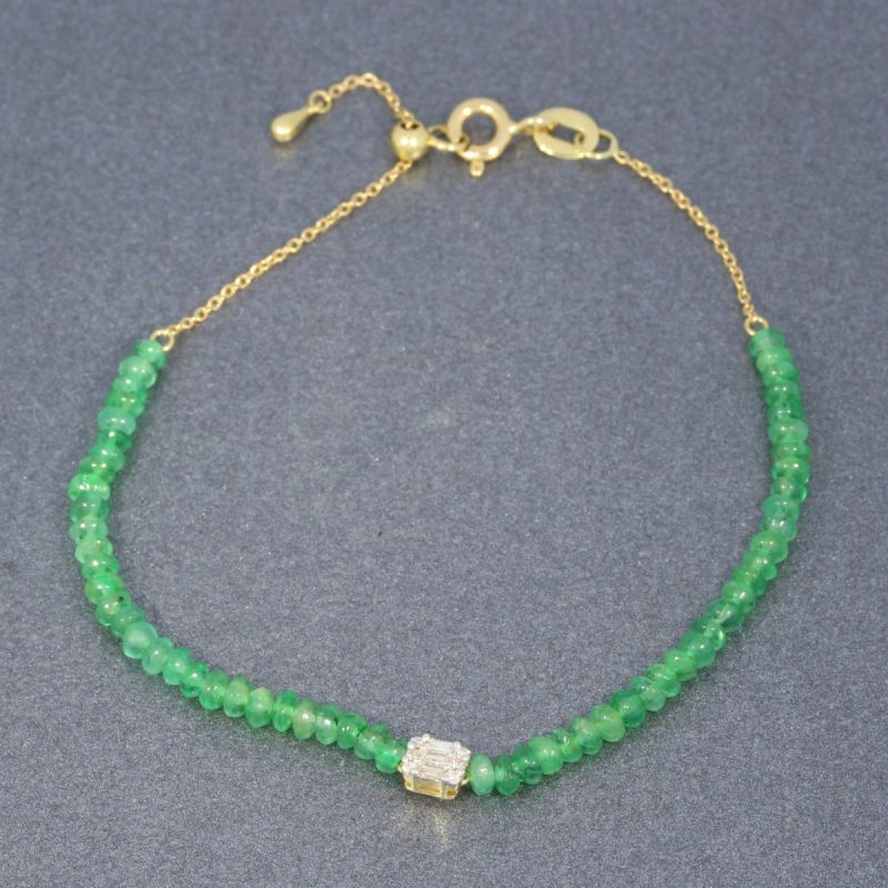 Wert 1100 € Brillant Diamant Smaragd Armband in 750er 18 K Gelbgold - H684