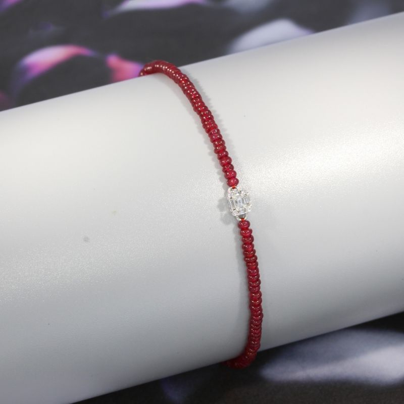 Wert 760 € Brillant Diamant Rubin Armband in 750er 18 K Weißgold - H673
