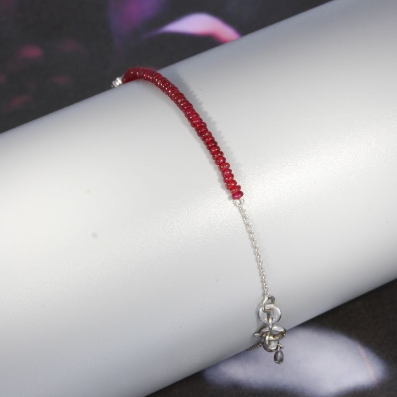 Wert 760 € Brillant Diamant Rubin Armband in 750er 18 K Weißgold - H673