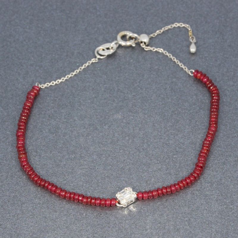 Wert 760 € Brillant Diamant Rubin Armband in 750er 18 K Weißgold - H673