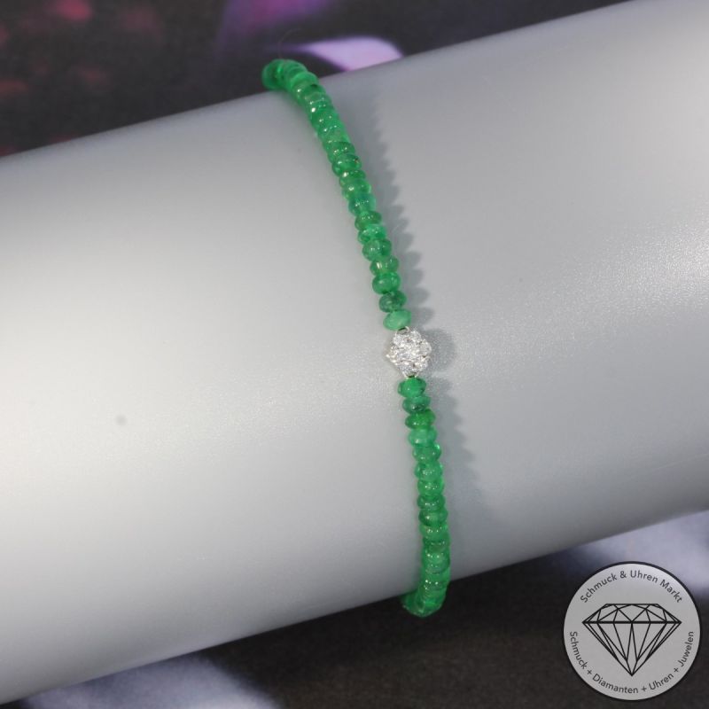 Wert 1100 € Brillant Smaragd Armband in 750er 18 K Weißgold - H683