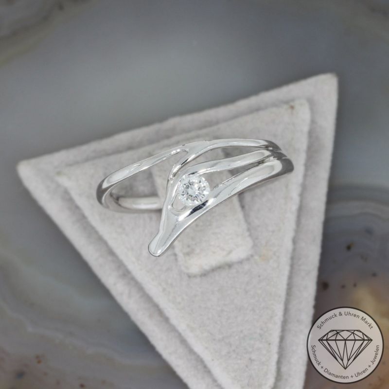 Sale! Wert 990 € Solitär Brillant Ring (ca. 0,17 carat) in 750er 18 K Weißgold - 94362