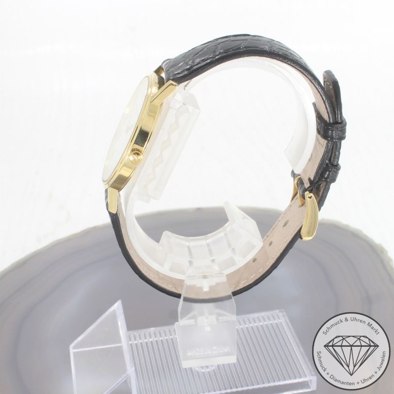 Wert 3900 € Baume & Mercier Classima 65620 Quarz Uhr Full Set 18 Karat Gold Lederarmband - 94425