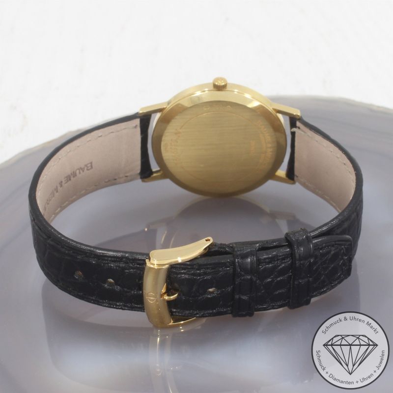 Wert 3900 € Baume & Mercier Classima 65620 Quarz Uhr Full Set 18 Karat Gold Lederarmband - 94425