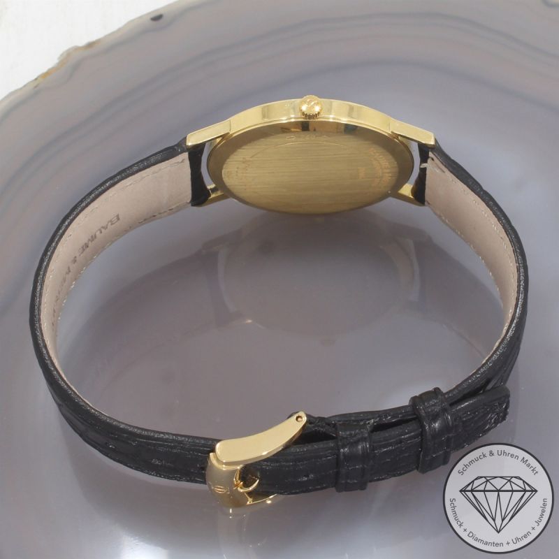 Wert 3900 € Baume & Mercier Classima 65620 Quarz Uhr Full Set 18 Karat Gold Lederarmband - 94425