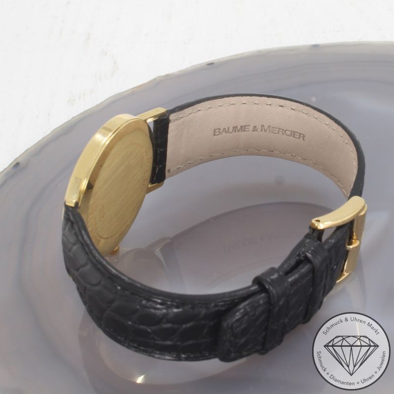 Wert 3900 € Baume & Mercier Classima 65620 Quarz Uhr Full Set 18 Karat Gold Lederarmband - 94425